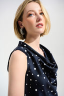 Joseph Ribkoff Dot Print Sleeveless Cowl Neck Top Style 261746