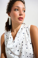 Joseph Ribkoff Dot Print Sleeveless Cowl Neck Top Style 261746