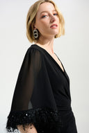 Joseph Ribkoff Wide Leg Jumpsuit With Chiffon Sleeves Style 261761