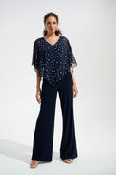 Joseph Ribkoff Dot Print Poncho Top With Rhinestones Trim Style 261766