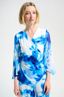 Joseph Ribkoff Floral Print Wrap Top With Chiffon Sleeves Style 261775