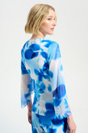 Joseph Ribkoff Floral Print Wrap Top With Chiffon Sleeves Style 261775