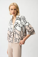 Joseph Ribkoff Faux Suede Abstract Print Swing Jacket Style 261908.