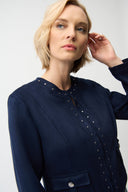 Joseph Ribkoff Faux Suede Jacket with Hook & Eye Closure Style 261909