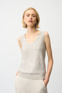 Joseph Ribkoff Sequins Yarn V-Neck Camisole Style 261914.