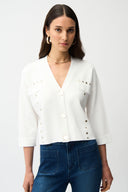 Joseph Ribkoff Cropped Cardigan with Gold Buttons Style 261918