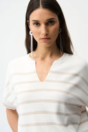Joseph Ribkoff Stripe Print Short Sleeve Sweater Style 261921