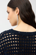 Joseph Ribkoff Cotton Blend Open Stitch Boxy Sweater Style 261925