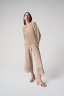 Joseph Ribkoff Cotton Blend Open Stitch Boxy Sweater Style 261925