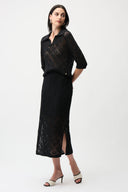 Joseph Ribkoff Cotton Blend Open Stitch Pencil Skirt Style 261928