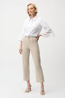 Joseph Ribkoff Poplin Straight Blouse with Organza Bell Sleeves Style 261933