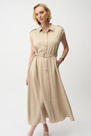 Joseph Ribkoff Textured Woven Shirt Dress with Sash Style 261935