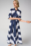 Joseph Ribkoff Stripe Print Fit & Flare Shirt Dress with Sash Style 261936