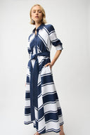 Joseph Ribkoff Stripe Print Fit & Flare Shirt Dress with Sash Style 261936