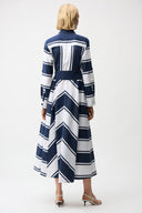 Joseph Ribkoff Stripe Print Fit & Flare Shirt Dress with Sash Style 261936