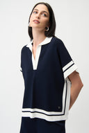 Joseph Ribkoff Short Sleeve Sweater With Stripe Detail Style 261941