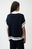 Joseph Ribkoff Short Sleeve Sweater With Stripe Detail Style 261941