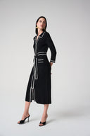 Joseph Ribkoff Shirt Dress with Contrast Piping And Sash Style 261944