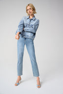 Joseph Ribkoff Denim Oversized Jacket With Pearls & Studs Style 261946