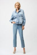 Joseph Ribkoff Denim Oversized Jacket With Pearls & Studs Style 261946