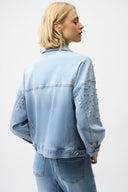 Joseph Ribkoff Denim Oversized Jacket With Pearls & Studs Style 261946