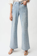 Joseph Ribkoff Wide Leg Jeans With Pearl and Rhinestones Style 261960