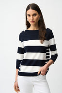 Joseph Ribkoff Stripe Print Sweater with Boat Neckline Style 261963