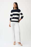 Joseph Ribkoff Stripe Print Sweater with Boat Neckline Style 261963