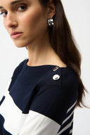 Joseph Ribkoff Stripe Print Sweater with Boat Neckline Style 261963