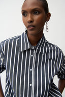 Joseph Ribkoff Cotton Stripe Print Boxy Blouse With Rhinestones Style 261966
