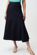 Joseph Ribkoff Denim Flare Skirt With Exposed Zipper Style 261969