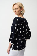 Joseph Ribkoff Polka Dot Print Relaxed Fit Sweater Style 261979