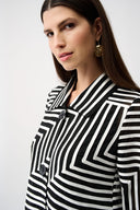 Joseph Ribkoff Satin And Mesh Abstract Print Jacket With Bell Sleeve Style 261980