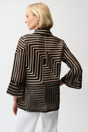 Joseph Ribkoff Satin And Mesh Abstract Print Jacket With Bell Sleeve Style 261980