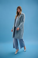 Joseph Ribkoff Feather Yarn Sweater Coat with Pearl Trim Style 261997