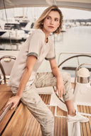 Joseph Ribkoff Abstract Print Slim Crop Jeans Style 261959