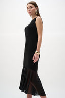 Joseph Ribkoff Silky Knit And Chiffon Flounce Dress Style 262035