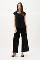 Joseph Ribkoff Short Sleeve Chiffon Pleated Top Style 262068