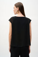 Joseph Ribkoff Short Sleeve Chiffon Pleated Top Style 262068