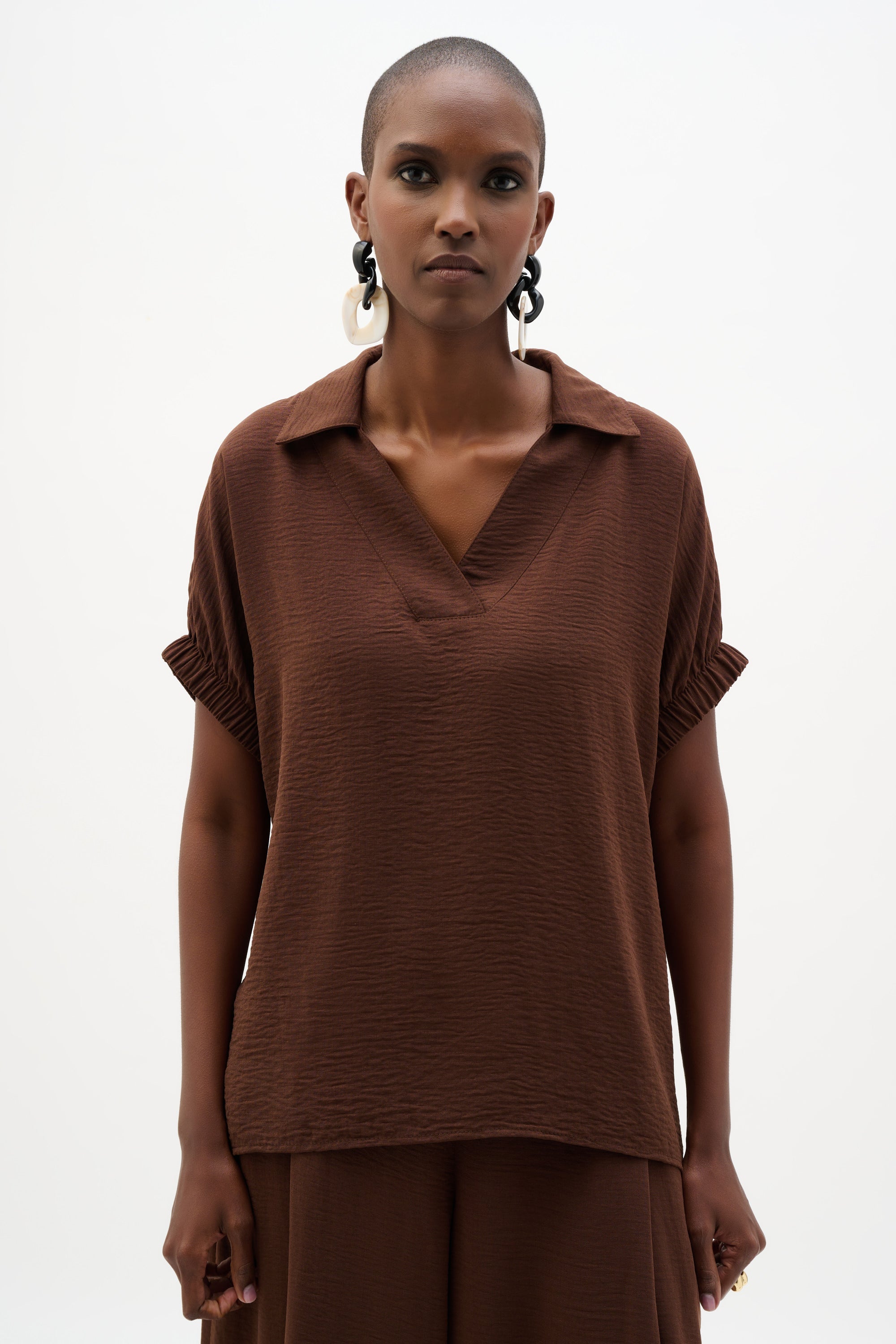 Joseph Ribkoff Boxy Top With Shirred Sleeves Style 262078 – Luxetire