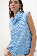 Joseph Ribkoff Bubble Jacquard Straight Top With Cowl Collar Style 262091