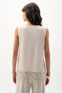 Joseph Ribkoff Sleeveless Top With Guipure Lace Hem Style 262094