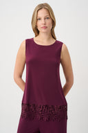 Joseph Ribkoff Lace Hem Sleeveless Silky Knit Top Style 262096W26
