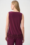 Joseph Ribkoff Lace Hem Sleeveless Silky Knit Top Style 262094W26