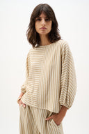 Joseph Ribkoff Stripe Boxy Top With Boat Neck Style 262097