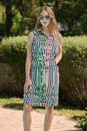 Joseph Ribkoff Stripe Print Straight Dress With Waist Sash Style 262111