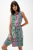 Joseph Ribkoff Stripe Print Straight Dress With Waist Sash Style 262111