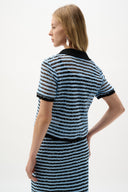 Joseph Ribkoff Stripe Boxy Top With Polo Collar Style 262147