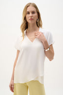 Joseph Ribkoff High-Low Layered Top With Shirt Collar Style 262148