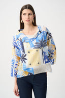 Joseph Ribkoff Tropical Print Boxy Top With Cowl Neck Style 262151